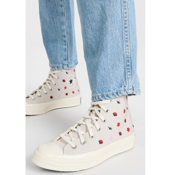 New Converse Chuck 70 Hi Sneaker Floral Desert Sand & Egret Women's Size 7 - Picture 1 of 8